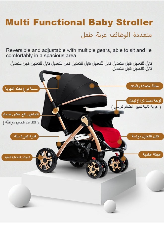 ULHYC Portable Foldable Luxury Multi-Function Baby Stroller Reversible Handle Anti-Shock Springs  - Image 3