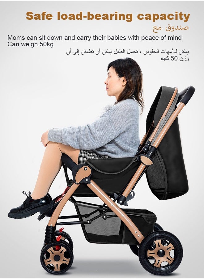 ULHYC Portable Foldable Luxury Multi-Function Baby Stroller Reversible Handle Anti-Shock Springs  - Image 4
