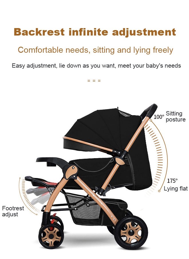 ULHYC Portable Foldable Luxury Multi-Function Baby Stroller Reversible Handle Anti-Shock Springs  - Image 5