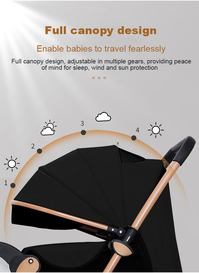 ULHYC - Portable Foldable Luxury Multi-Function Baby Stroller Reversible Handle Anti-Shock Springs - Image 1