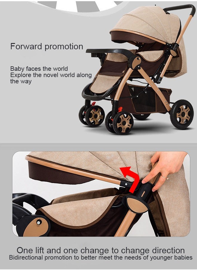 ULHYC - Portable Foldable Luxury Multi-Function Baby Stroller Reversible Handle Anti-Shock Springs - Image 1