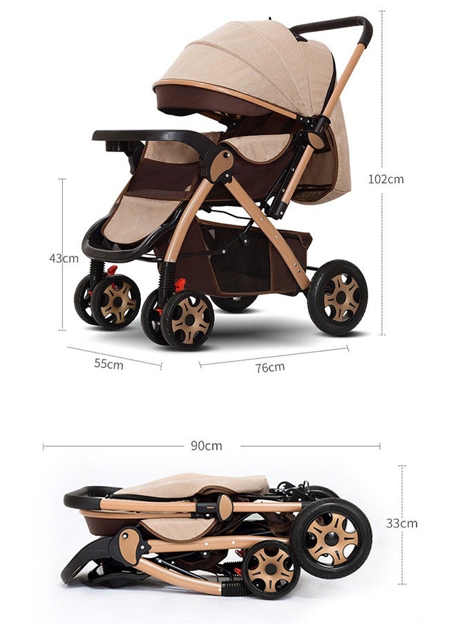 ULHYC - Portable Foldable Luxury Multi-Function Baby Stroller Reversible Handle Anti-Shock Springs - Image 1