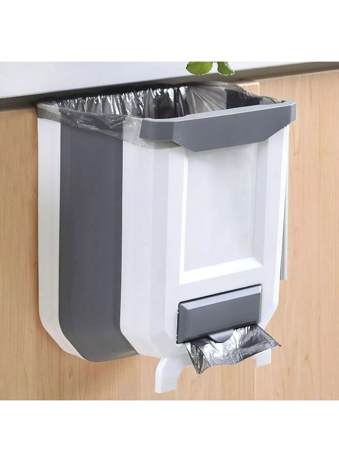 Foldable Hanging Trash Bin – Space-Saving Design for Kitchen and Home – Small Size (White × Black) - Image 2