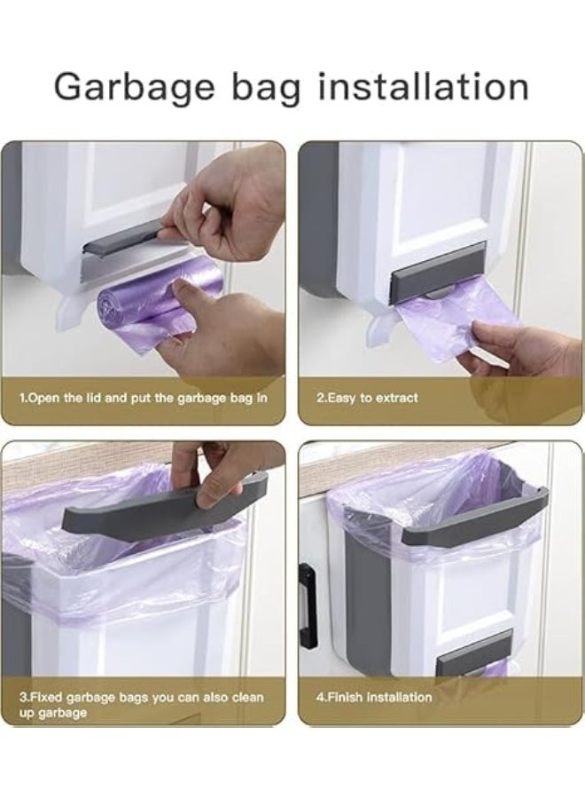 Foldable Hanging Trash Bin – Space-Saving Design for Kitchen and Home – Small Size (White × Black) - Image 3