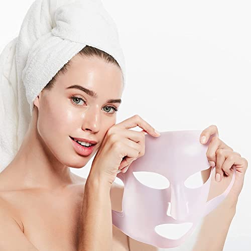 GEOOT 2 Pack Reusable Silicone Face Mask Holder, Silicon Mask Cover for Sheet Prevent Evaporation(White + Pink) - Image 3