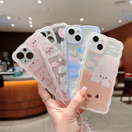 ZSYTZL Compatible with iPhone 13 Case Cute Cartoon Peach Rabbit with Cute Chain Design for Women Girls Aesthetic Kawaii Slim Soft TPU Transparent Case for iPhone 13-Peach Rabbit - Image 3