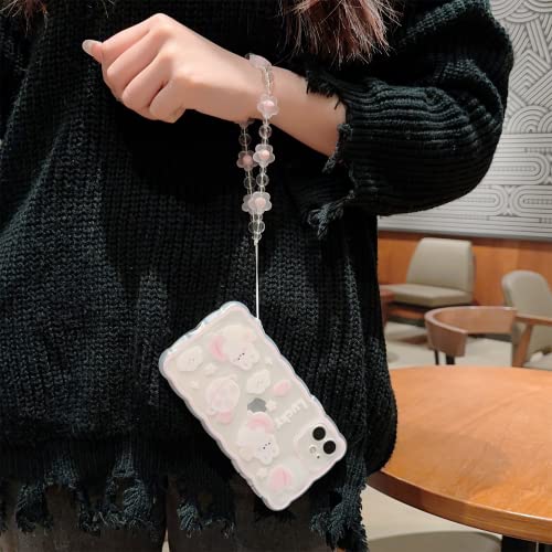 ZSYTZL Compatible with iPhone 13 Case Cute Cartoon Peach Rabbit with Cute Chain Design for Women Girls Aesthetic Kawaii Slim Soft TPU Transparent Case for iPhone 13-Peach Rabbit - Image 5