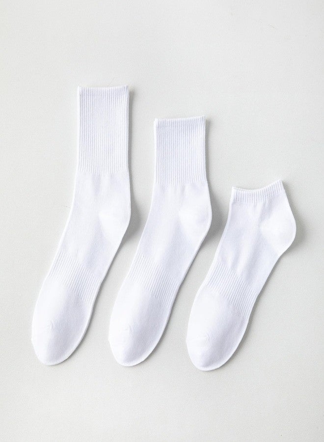 Bomeirc Men's & Women's Everyday Thin Breathable Socks - 3 Pairs Casual Comfort for All Seasons, Size 8-13(Mid White) - Image 4