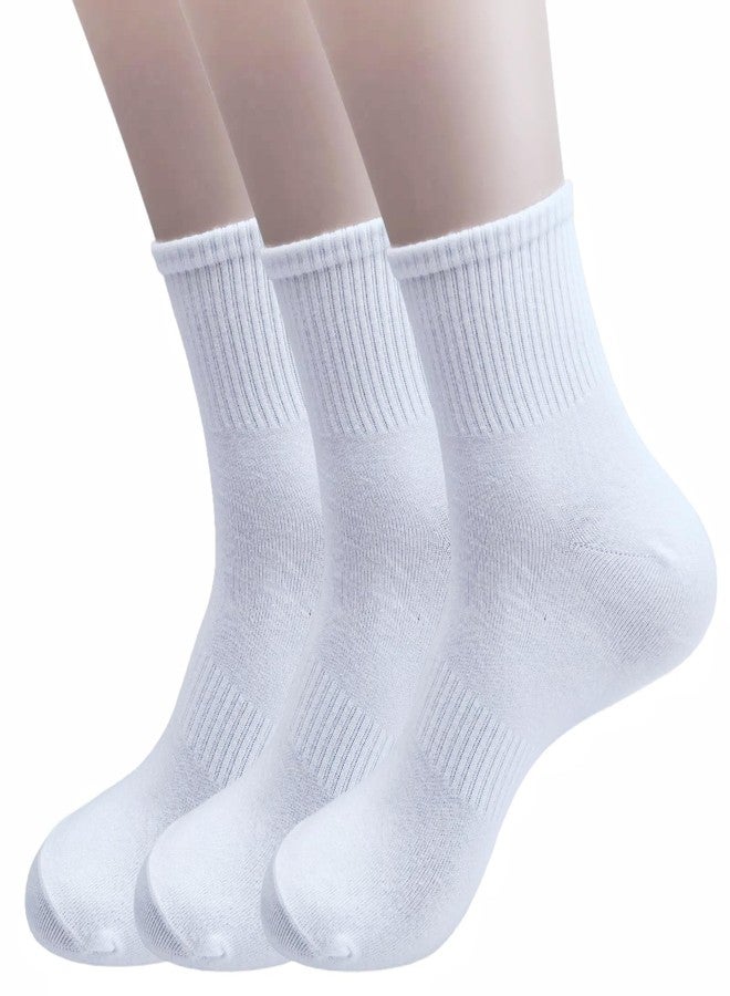 Bomeirc Men's & Women's Everyday Thin Breathable Socks - 3 Pairs Casual Comfort for All Seasons, Size 8-13(Mid White) - Image 1