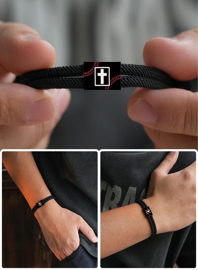 Tarsus Baseball/Football/Soccer Gifts for Boys, Faith Cross Braided Bracelet Christmas Birthday Gifts for Boys Men, average, Nylon, no gemstone - Image 2