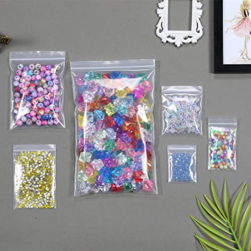 Somoga 200 PCS 2" x 3" Thick 4 Mil Small Clear Zip Poly Bags Plastic Reclosable Zip Seal Lock Bags Heavy-Duty Necklace Ring Coin Beads Jewelry Pill Zipper Bag - Image 3