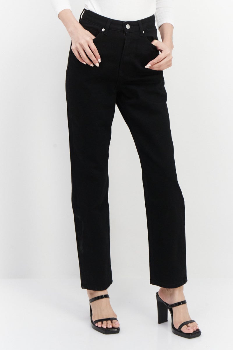 NA-KD Women Regular Fit Plain Stretchable Denim Jeans, Black - Image 1