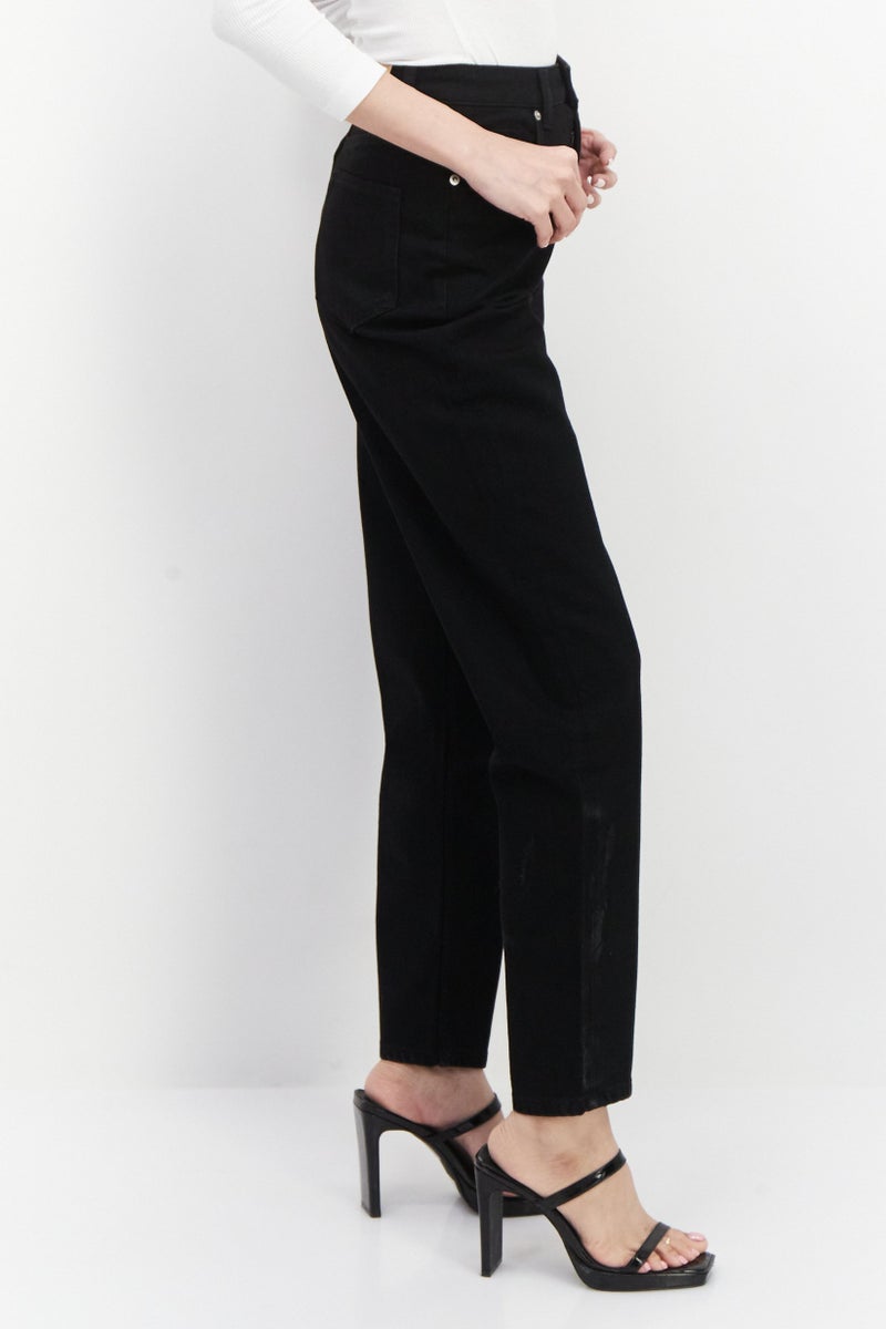 NA-KD Women Regular Fit Plain Stretchable Denim Jeans, Black - Image 2