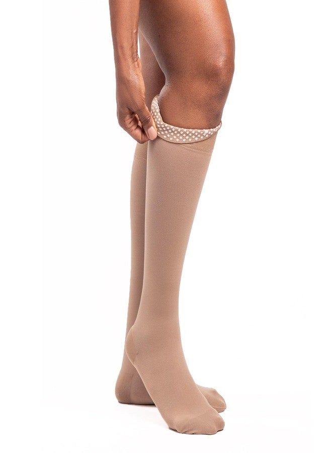 Sigvaris Dynaven 972 Women's Closed Toe Knee Highs w/Grip Top - 20-30 mmHg Light Beige LL - Image 1