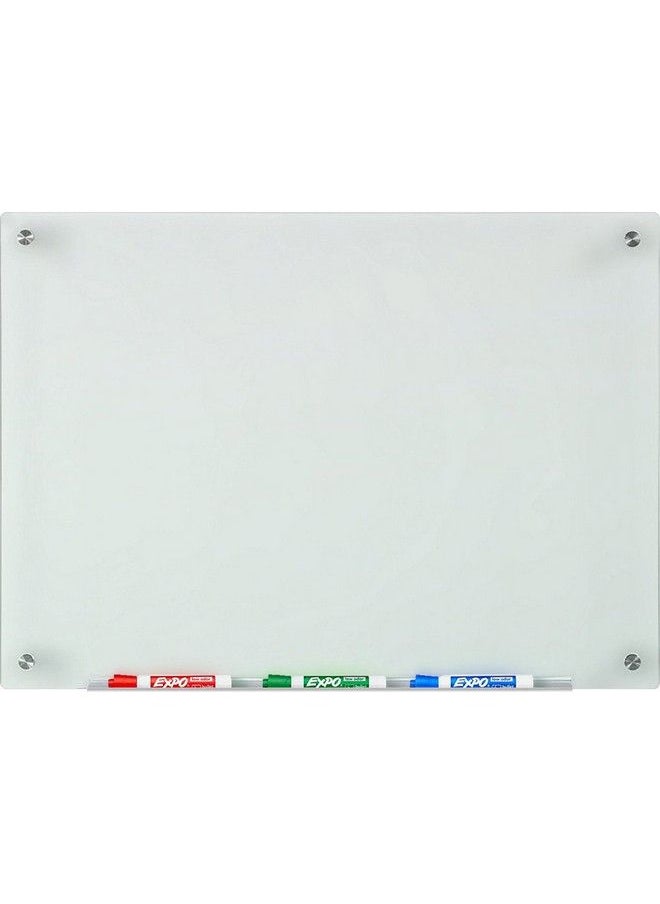 Audio-Visual Direct - Frosted Glass Dryerase Board Set 2' X 1.5' Includes Hardware & Marker Tray (Nonmagnetic) - Image 1