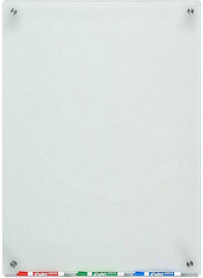 Audio-Visual Direct - Frosted Glass Dryerase Board Set 2' X 1.5' Includes Hardware & Marker Tray (Nonmagnetic) - Image 1