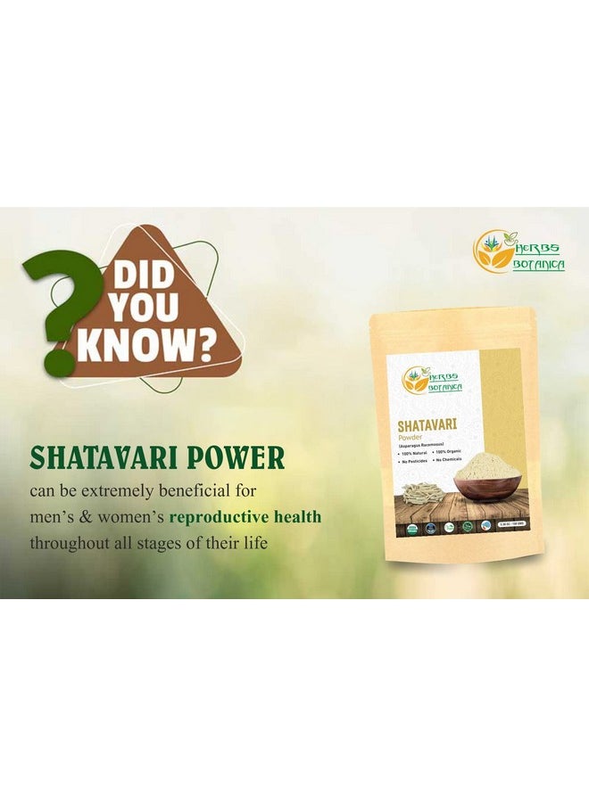 HERBS BOTANICA - Shatavari Powder Organic Asparagus Racemosus For Lactation Breastfeeding Shatavri Satawar Kalpa Kalp India Usda Organic Improves Lactation ; Rejuvenates Stamina ; 5.3 Oz / 150 Gms - Image 1