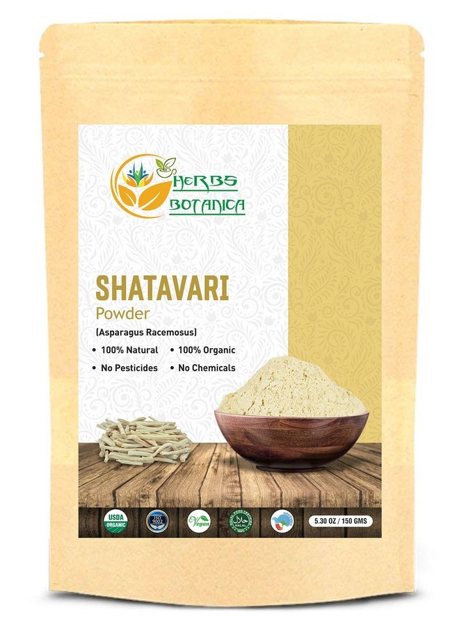HERBS BOTANICA - Shatavari Powder Organic Asparagus Racemosus For Lactation Breastfeeding Shatavri Satawar Kalpa Kalp India Usda Organic Improves Lactation ; Rejuvenates Stamina ; 5.3 Oz / 150 Gms - Image 1
