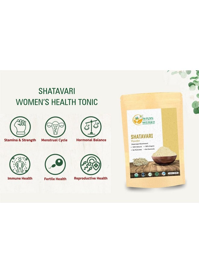 HERBS BOTANICA - Shatavari Powder Organic Asparagus Racemosus For Lactation Breastfeeding Shatavri Satawar Kalpa Kalp India Usda Organic Improves Lactation ; Rejuvenates Stamina ; 5.3 Oz / 150 Gms - Image 1