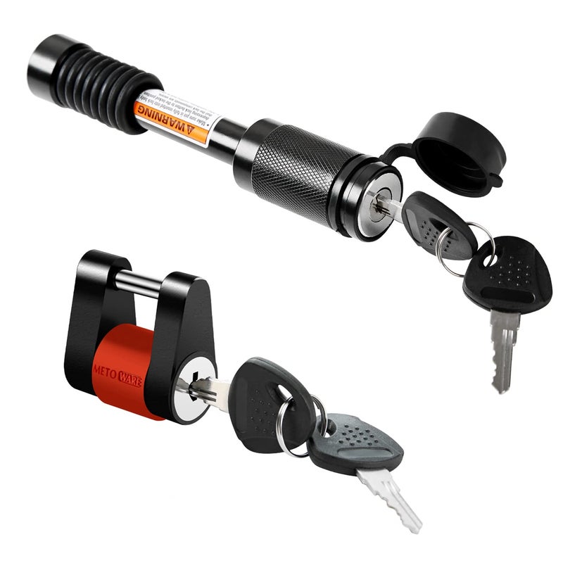 METOWARE Keyed Alike Trailer Lock Set 58 Dia 312 Long AntiTheft Trailer Hitch Lock Fits Class III IV Receiver Dia 14 with 34 Span Trailer Tongue Lock for Tow Boat RV Truck