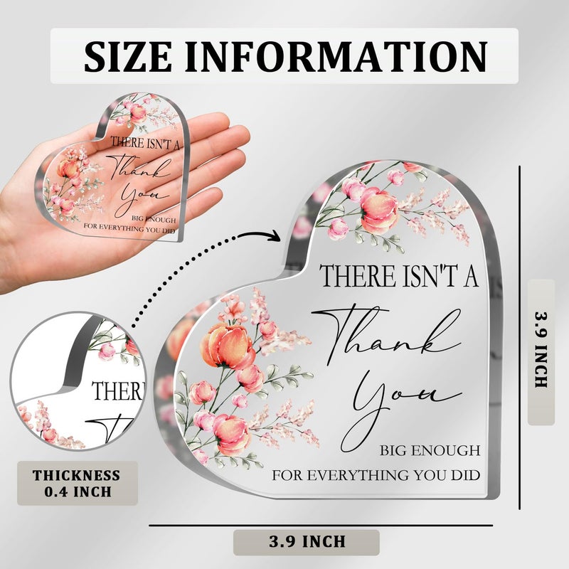 MUNLICAR Thank You Presents for Women Men, Office Desk Decor Motivational, Inspirational Acrylic Heart Plaque, Coworkers Appreciation Gifts, Thank You for Everything You Did Sign - Image 2