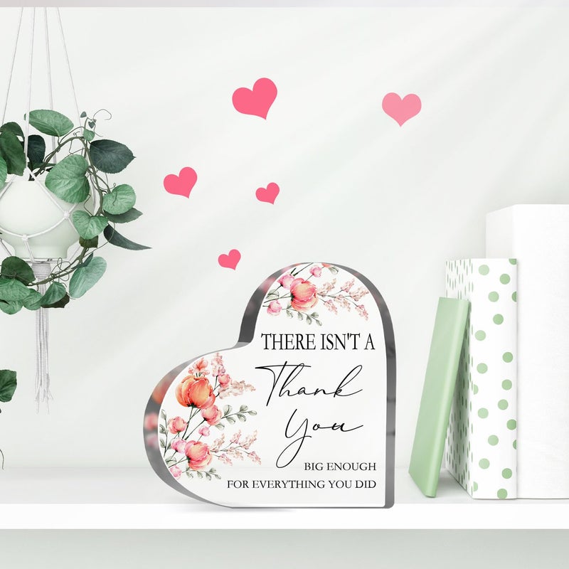 MUNLICAR Thank You Presents for Women Men, Office Desk Decor Motivational, Inspirational Acrylic Heart Plaque, Coworkers Appreciation Gifts, Thank You for Everything You Did Sign - Image 4