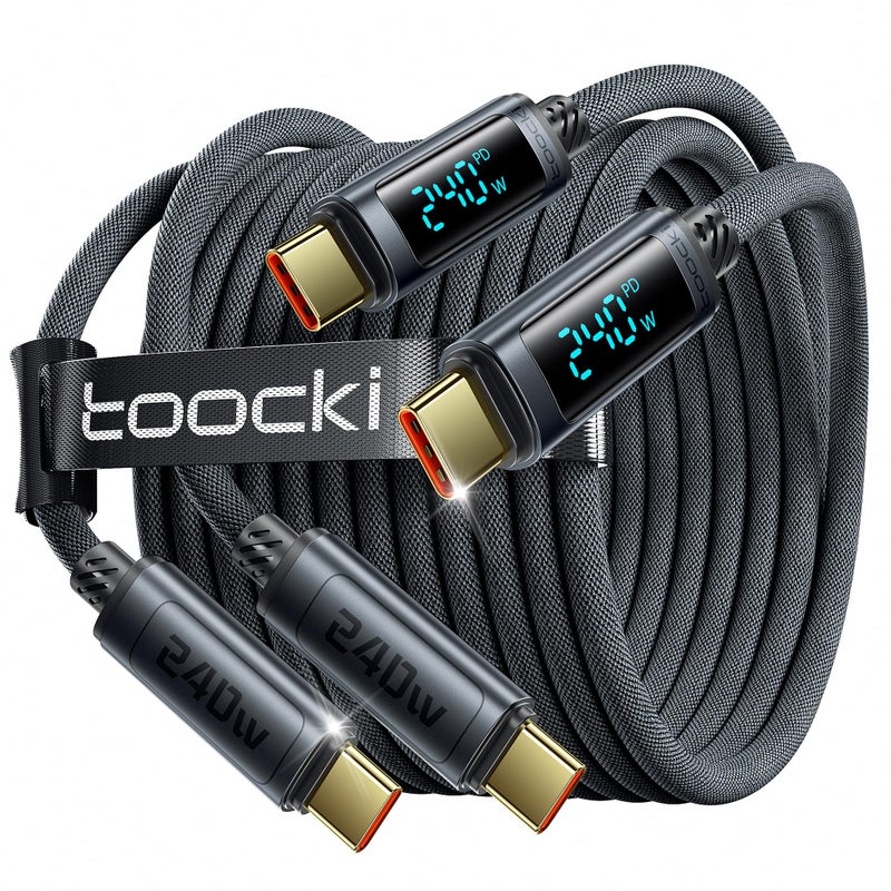 toocki USB C Cable [2Pack,6.6ft] 240W Fast Charging Cord with LED Display Compatible with iPhone 17 16 15 Pro Plus Pro Max Air, iPad Pro, Samsung Galaxy S25 S24, Switch, MacBook Air, Pixel - Image 1