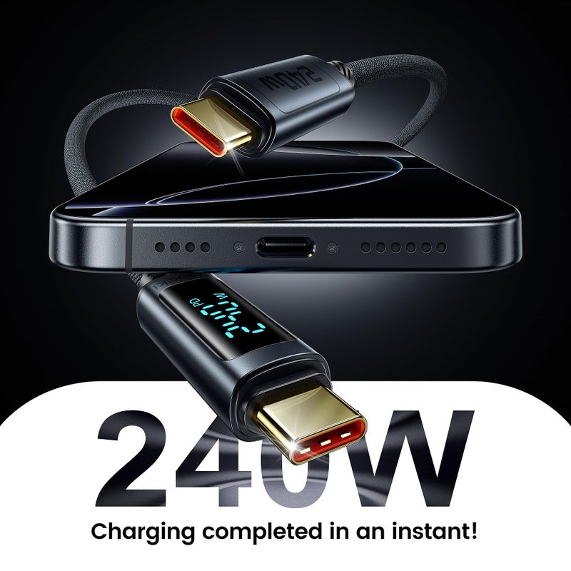 toocki USB C Cable [2Pack,6.6ft] 240W Fast Charging Cord with LED Display Compatible with iPhone 17 16 15 Pro Plus Pro Max Air, iPad Pro, Samsung Galaxy S25 S24, Switch, MacBook Air, Pixel - Image 2