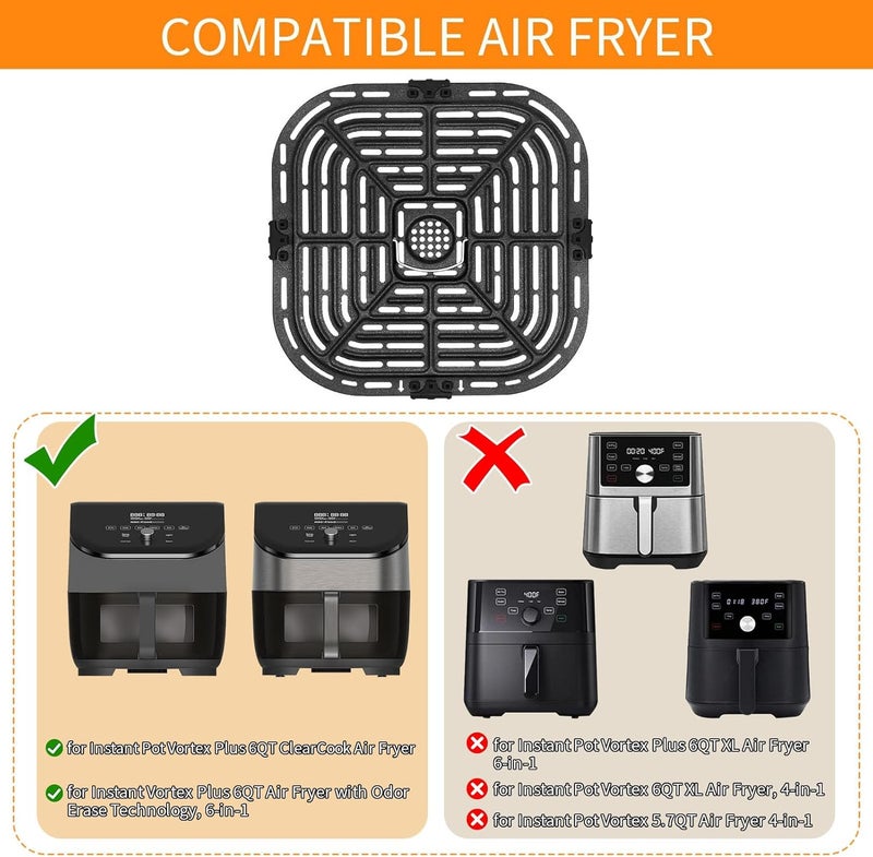 GXF Air Fryer Accessories for Instant Vortex Plus 6QT Clear Cook Air Fryer Instant Vortex Plus 6QT Air Fryer air Fryer Accessories Non-Stick Replacement Parts Grill Pan Plate Rack Tray Crisper Plate - Image 4