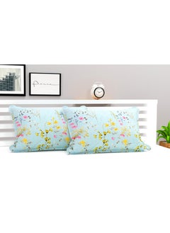 VAS COLLECTIONS VAS COLLECTIONS 2 Pcs Cotton Pillow Cover Set 180 TC Supersoft Brushed Cotton Breathable Wrinkle Free 2 Pcs Set White Grey Sky  - Image 3