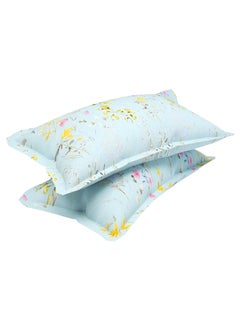 VAS COLLECTIONS VAS COLLECTIONS 2 Pcs Cotton Pillow Cover Set 180 TC Supersoft Brushed Cotton Breathable Wrinkle Free 2 Pcs Set White Grey Sky  - Image 4