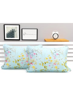 VAS COLLECTIONS VAS COLLECTIONS 2 Pcs Cotton Pillow Cover Set 180 TC Supersoft Brushed Cotton Breathable Wrinkle Free 2 Pcs Set White Grey Sky  - Image 1