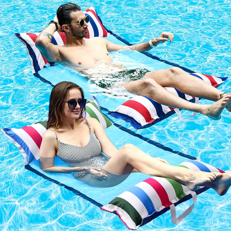 FindUWill Pool Floats Adult with Fabric Headrest 4in1 Pool Float Saddle Lounge Chair Hammock Drifter Inflatabale Floaties Toys for Pool Party Poolside Party Beach Vacation - Image 2