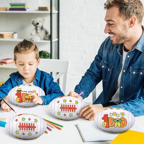 Relaxgiant 12 Pcs 5.12 Inches Large Father's Day Footballs Craft for Kids Color Your Own Father's Day Football DIY Dad Coloring Footballs Craft Gift for Kids Home Classroom Activities - Image 4
