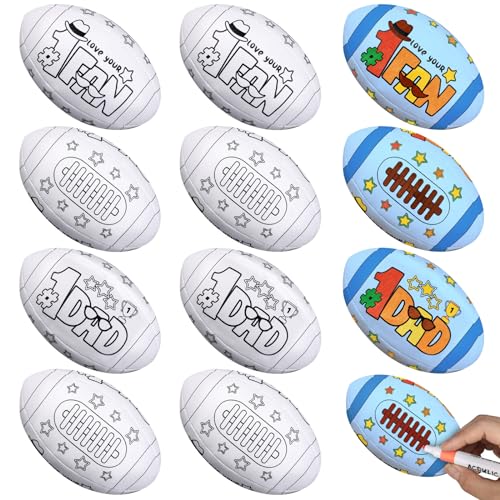Relaxgiant 12 Pcs 5.12 Inches Large Father's Day Footballs Craft for Kids Color Your Own Father's Day Football DIY Dad Coloring Footballs Craft Gift for Kids Home Classroom Activities - Image 1