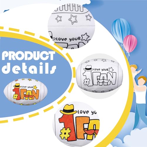 Relaxgiant 12 Pcs 5.12 Inches Large Father's Day Footballs Craft for Kids Color Your Own Father's Day Football DIY Dad Coloring Footballs Craft Gift for Kids Home Classroom Activities - Image 2