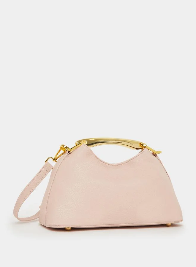 Blush Pink Triangle Handbag with Gold Handle