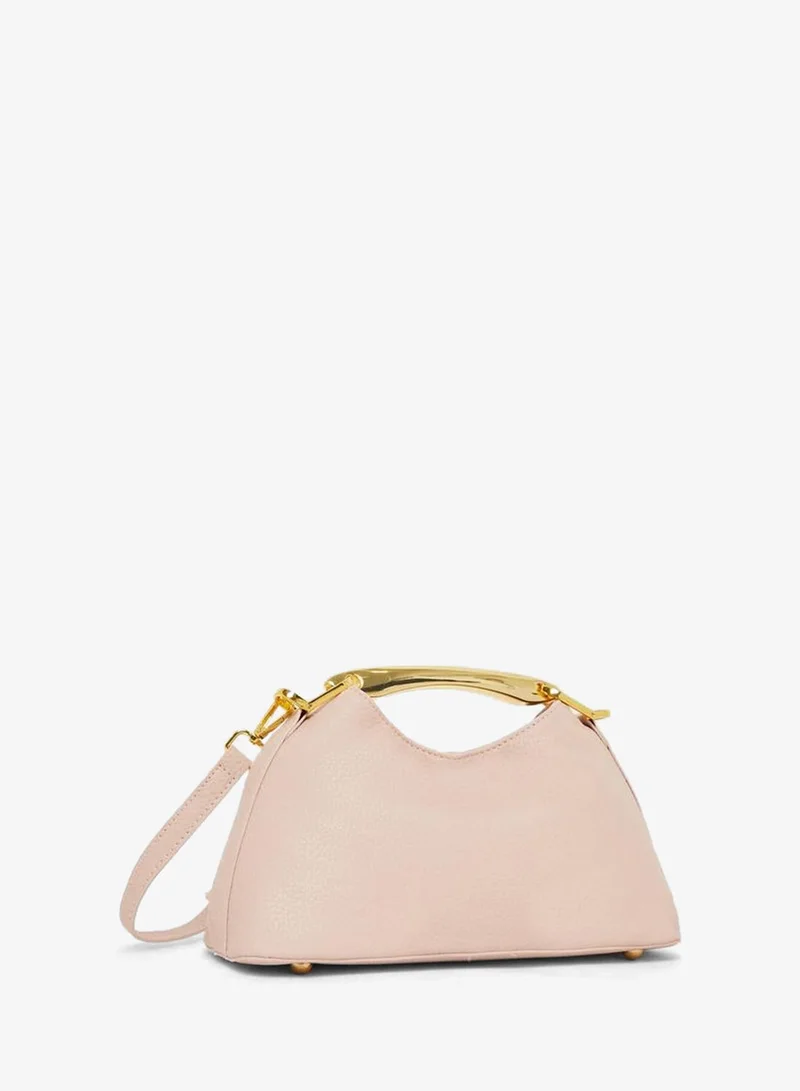 Styli Blush Pink Triangle Handbag with Gold Handle