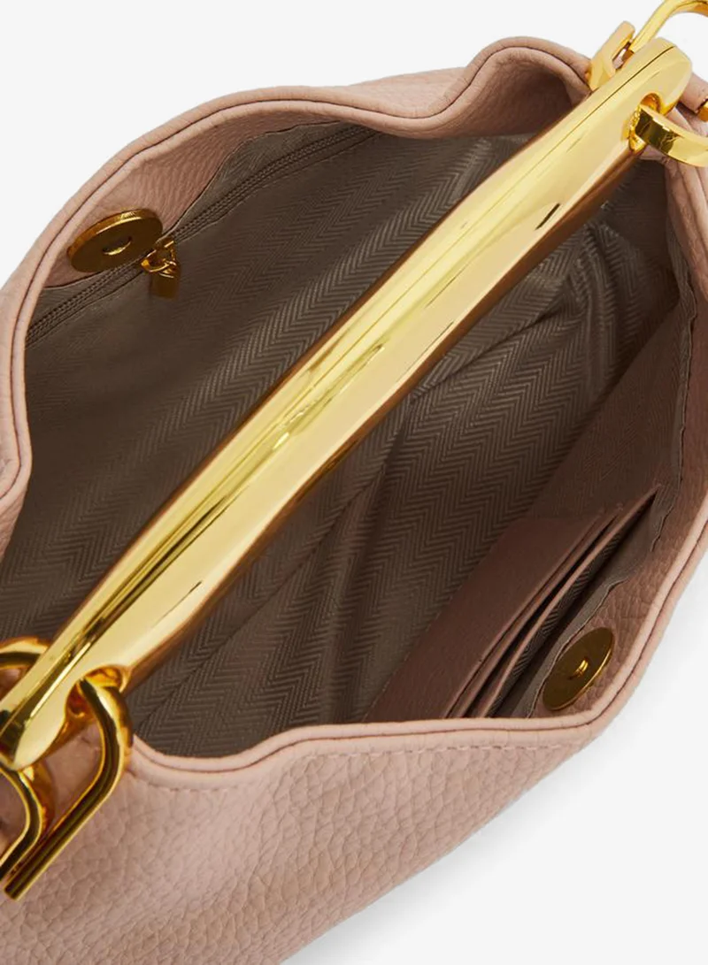 Styli  Blush Pink Triangle Handbag with Gold Handle for Women | Best Price UAE
