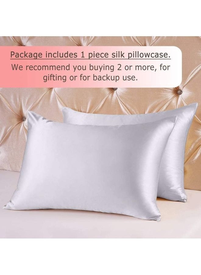 SMILEE Simple Solid Colour Silk Satin Pillow Case with Envelope Closure for Hair and Skin Grey 76 x 51cm  - Image 5
