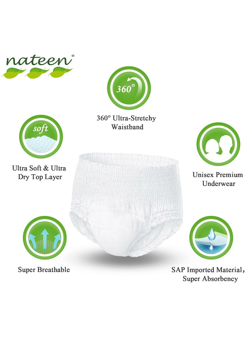 nateen Hospeen Adult Diapers, Day Incontinence Pants Large, Waist Size 80-130cm, 80 Count, with 360 Degree Elastic Waistband, Super Soft Fit  - Image 3