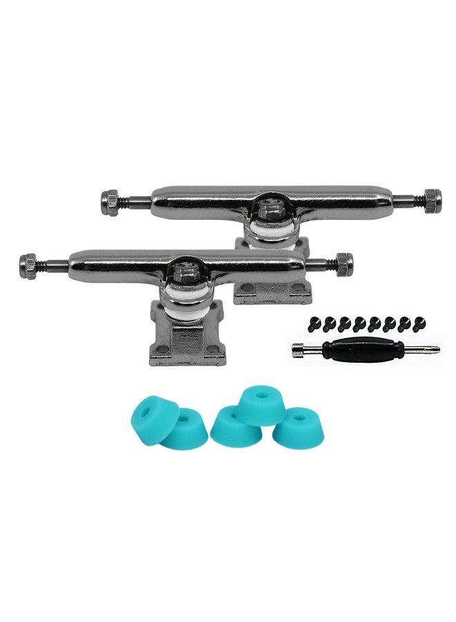 Teak Tuning 34mm Prodigy Gen2 Pro Fingerboard Trucks - Pro Style Base and Hanger with Custom Pivot Tuning and Pro Duro Bubble Bushings - Silver Colorway - Image 2