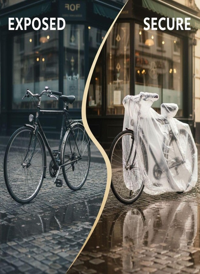 NIMBLOOM 12 Pcs Bike Cover Set, 86.6 in Disposable Bike Cover, Clear Plastic Bicycle Dust Cover, Waterproof Rain Cover, Elastic Band, Full Body Mountain Bike Covers Protector - Image 3
