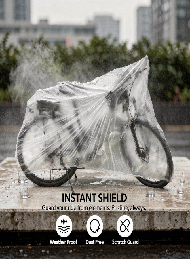NIMBLOOM 12 Pcs Bike Cover Set, 86.6 in Disposable Bike Cover, Clear Plastic Bicycle Dust Cover, Waterproof Rain Cover, Elastic Band, Full Body Mountain Bike Covers Protector - Image 2