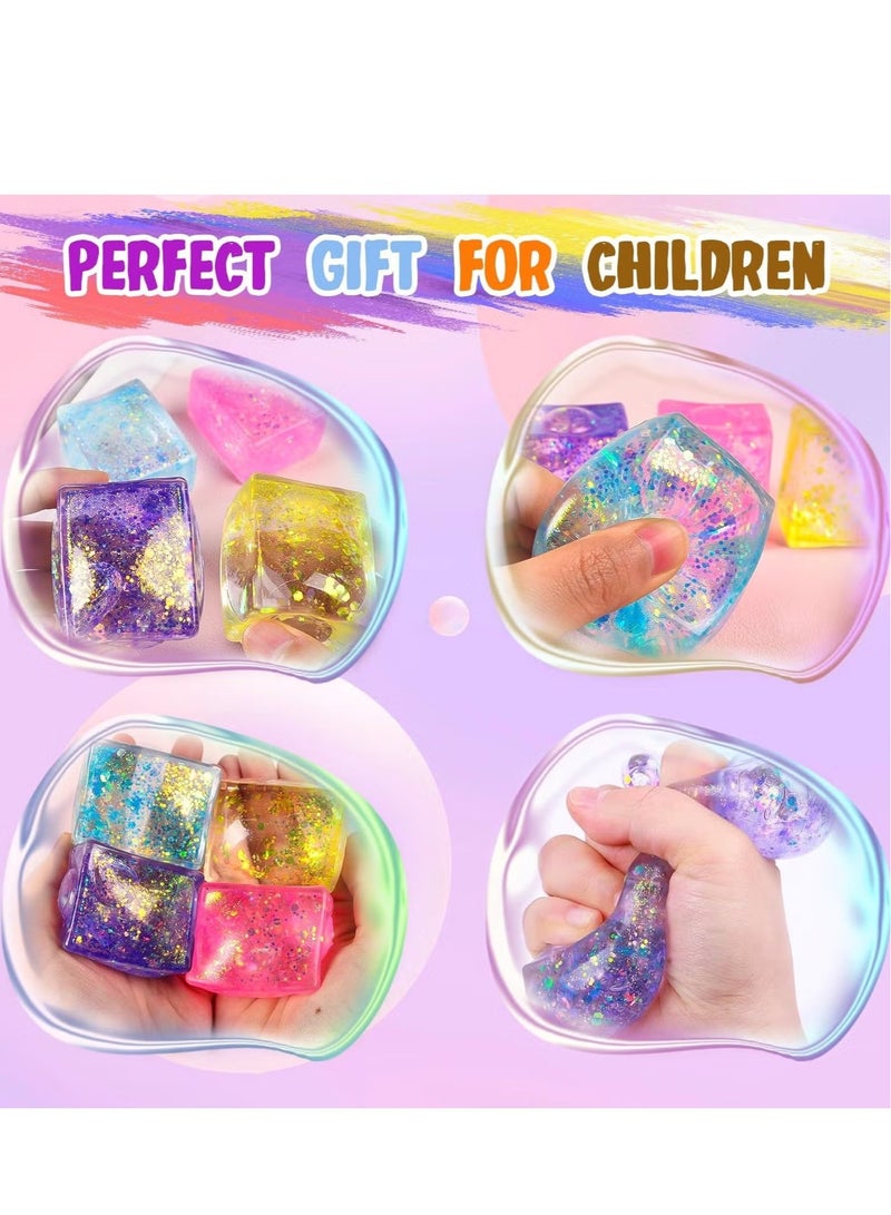rocooart Ice Cube Sensory Toys Set, Party Favors for Kids, Stress Relief Toy with Aurora Sequins, Sensory Fidget Ball for Stress Relief and Stress Relief for Special Needs and Office (4pcs) - Image 5