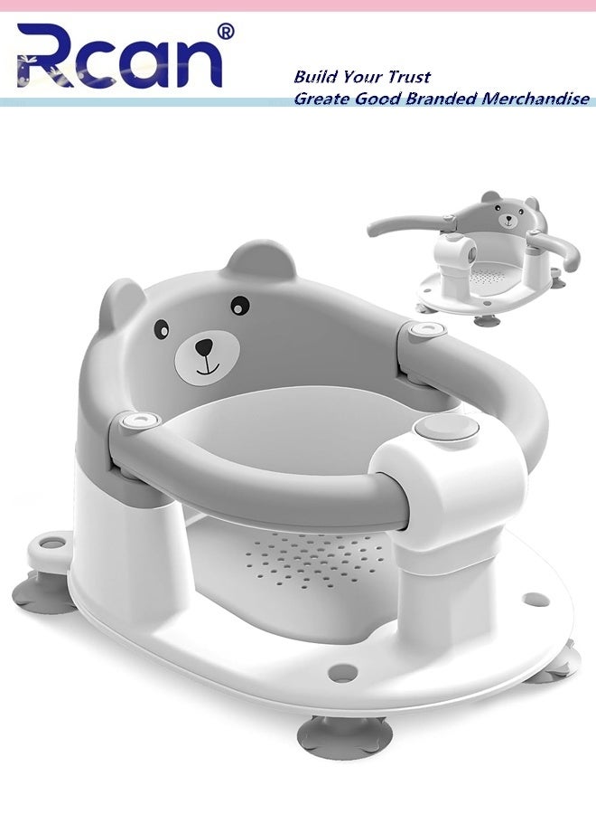 ركان مقعد استحمام للأطفال من عمر 6 أشهر فما فوق، مقاعد استحمام مانعة للانزلاق، آمنة للجلوس، للرضع وحديثي الولادة، مزودة بأربعة أكواب شفط ووسادة ناعمة للاستحمام. - Image 1