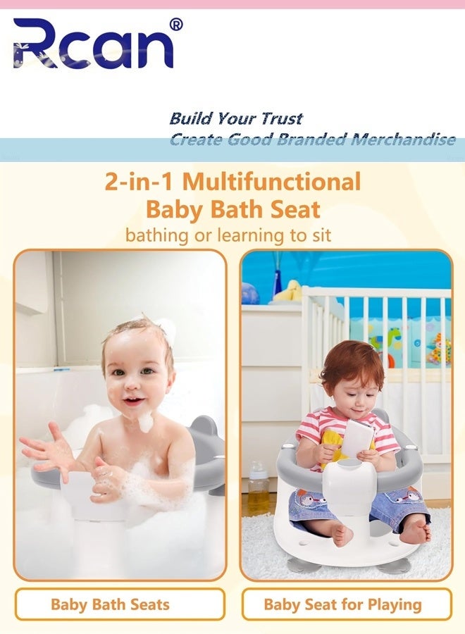 ركان مقعد استحمام للأطفال من عمر 6 أشهر فما فوق، مقاعد استحمام مانعة للانزلاق، آمنة للجلوس، للرضع وحديثي الولادة، مزودة بأربعة أكواب شفط ووسادة ناعمة للاستحمام. - Image 5