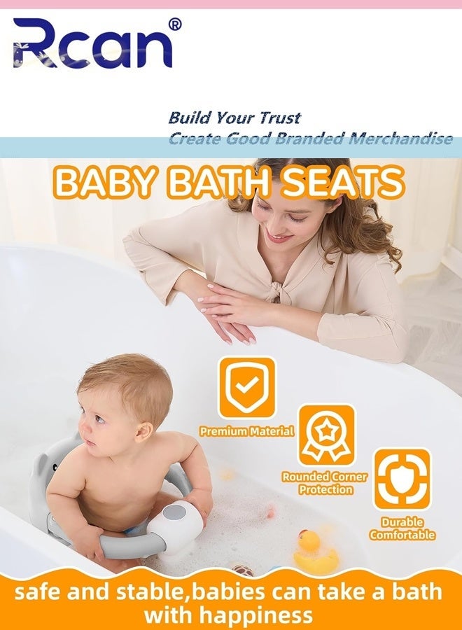 ركان مقعد استحمام للأطفال من عمر 6 أشهر فما فوق، مقاعد استحمام مانعة للانزلاق، آمنة للجلوس، للرضع وحديثي الولادة، مزودة بأربعة أكواب شفط ووسادة ناعمة للاستحمام. - Image 4
