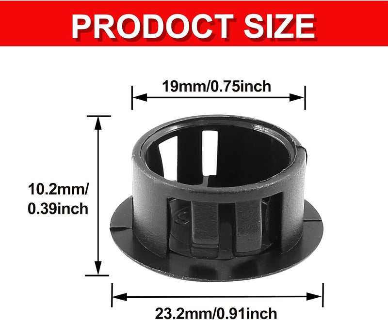 Moicstiy 30 PCS Black Hole Plugs - 3/4 inch (19mm) Plastic Flush Type Hole Plugs Snap in Locking Hole Tube, Used for Furniture, Cabinet, Pipe & Tube, Round End Caps Cover Inserts - Image 2