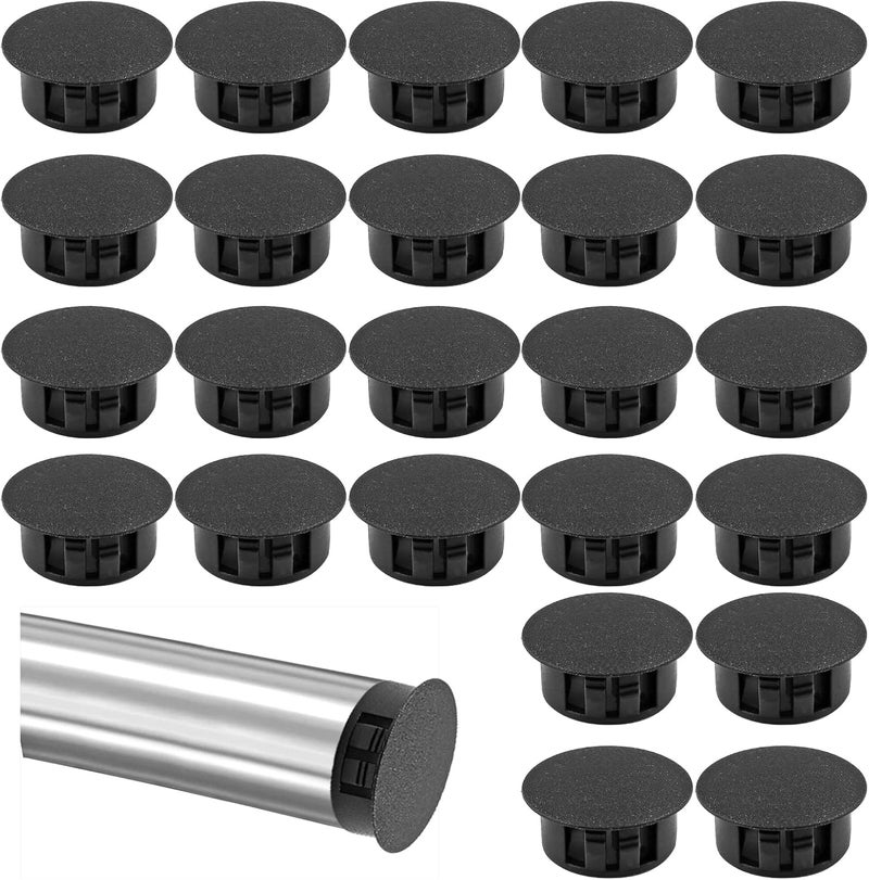 Moicstiy 30 PCS Black Hole Plugs - 3/4 inch (19mm) Plastic Flush Type Hole Plugs Snap in Locking Hole Tube, Used for Furniture, Cabinet, Pipe & Tube, Round End Caps Cover Inserts - Image 1